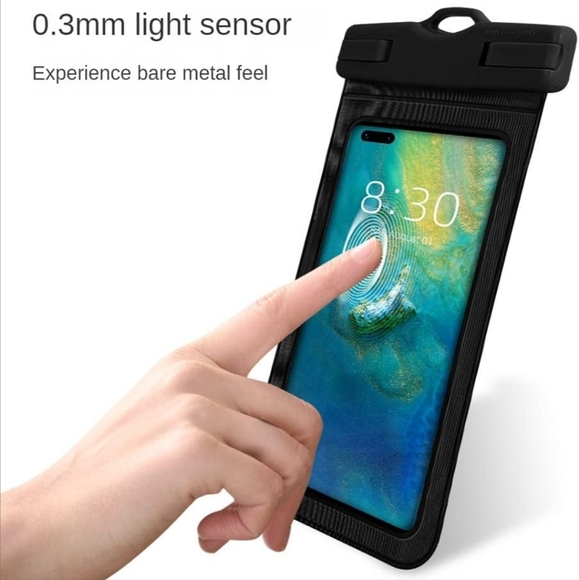 Waterproof Cell Phone Pouch 2 Pack Universal Water Proof Dry Bag Case Black - Picture 3 of 8